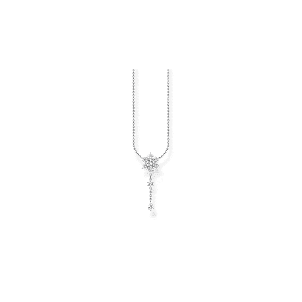 Sterling Silver Snowflake Necklace with White Stones