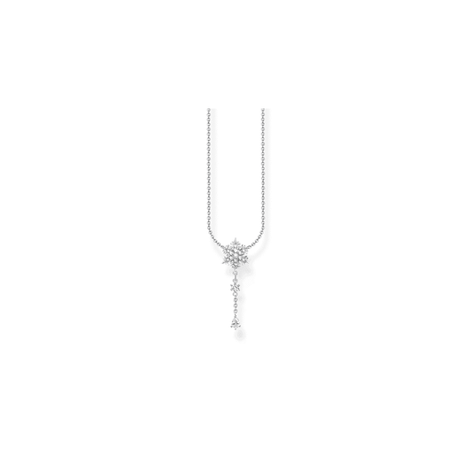 Sterling Silver Snowflake Necklace with White Stones