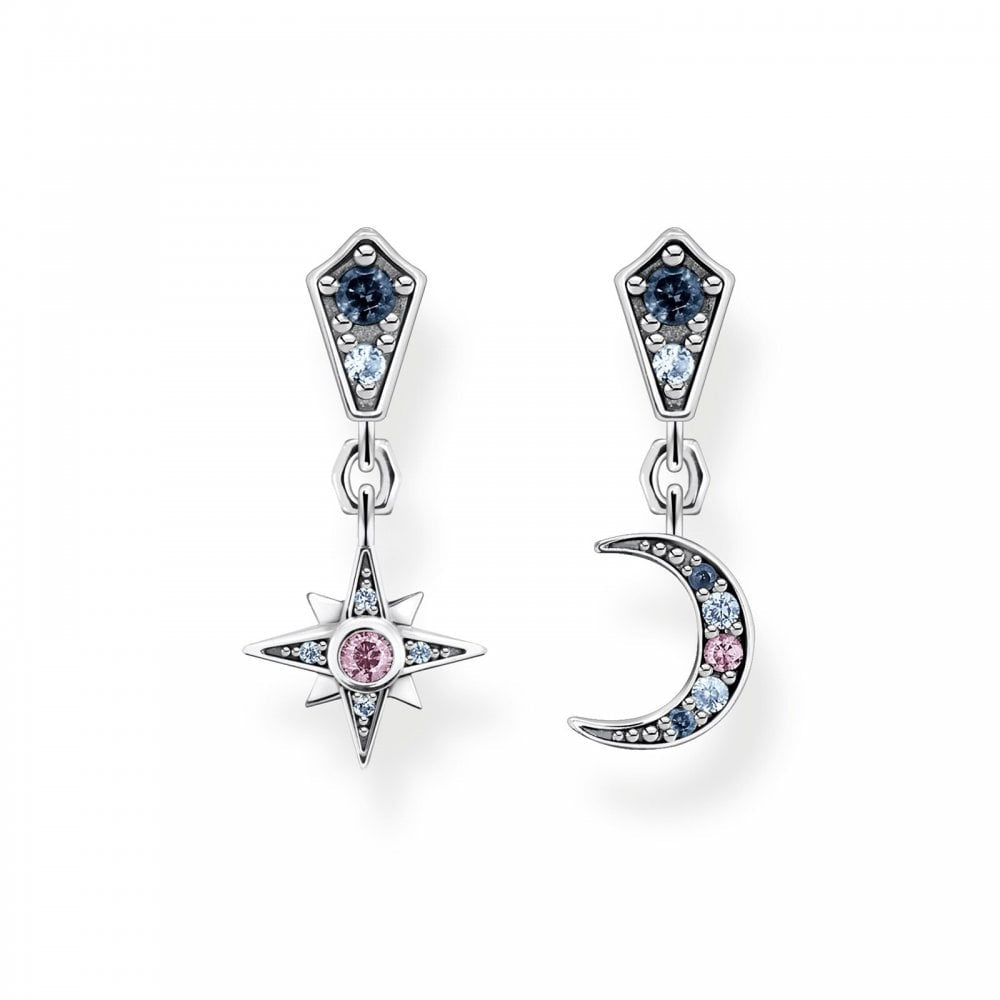 Sterling Silver Star & Moon Zirconia Earrings