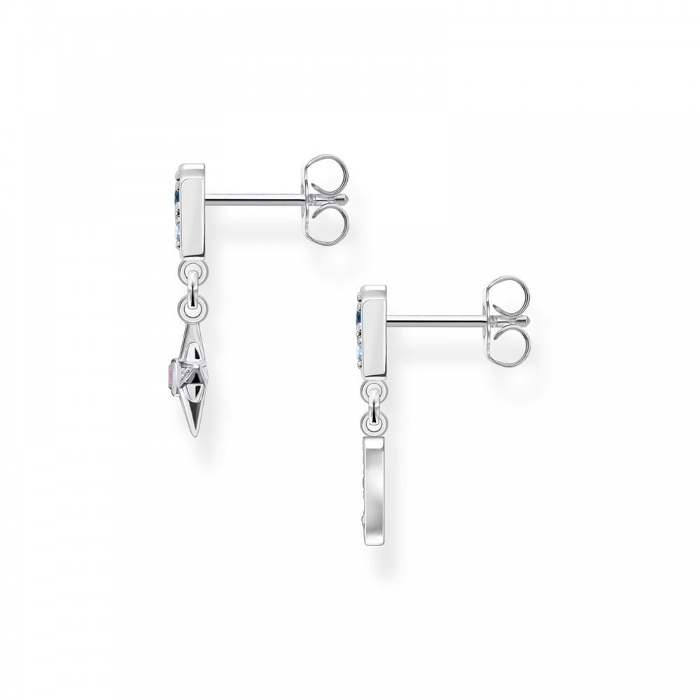 Sterling Silver Star & Moon Zirconia Earrings