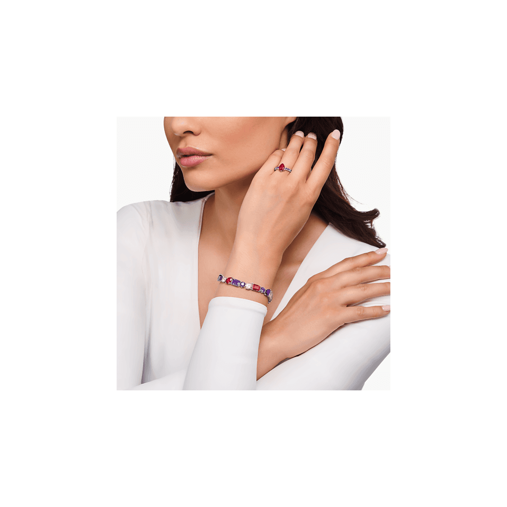 Sterling Silver Tennis Bracelet with 20 Zirconia Stones in Violet Stones