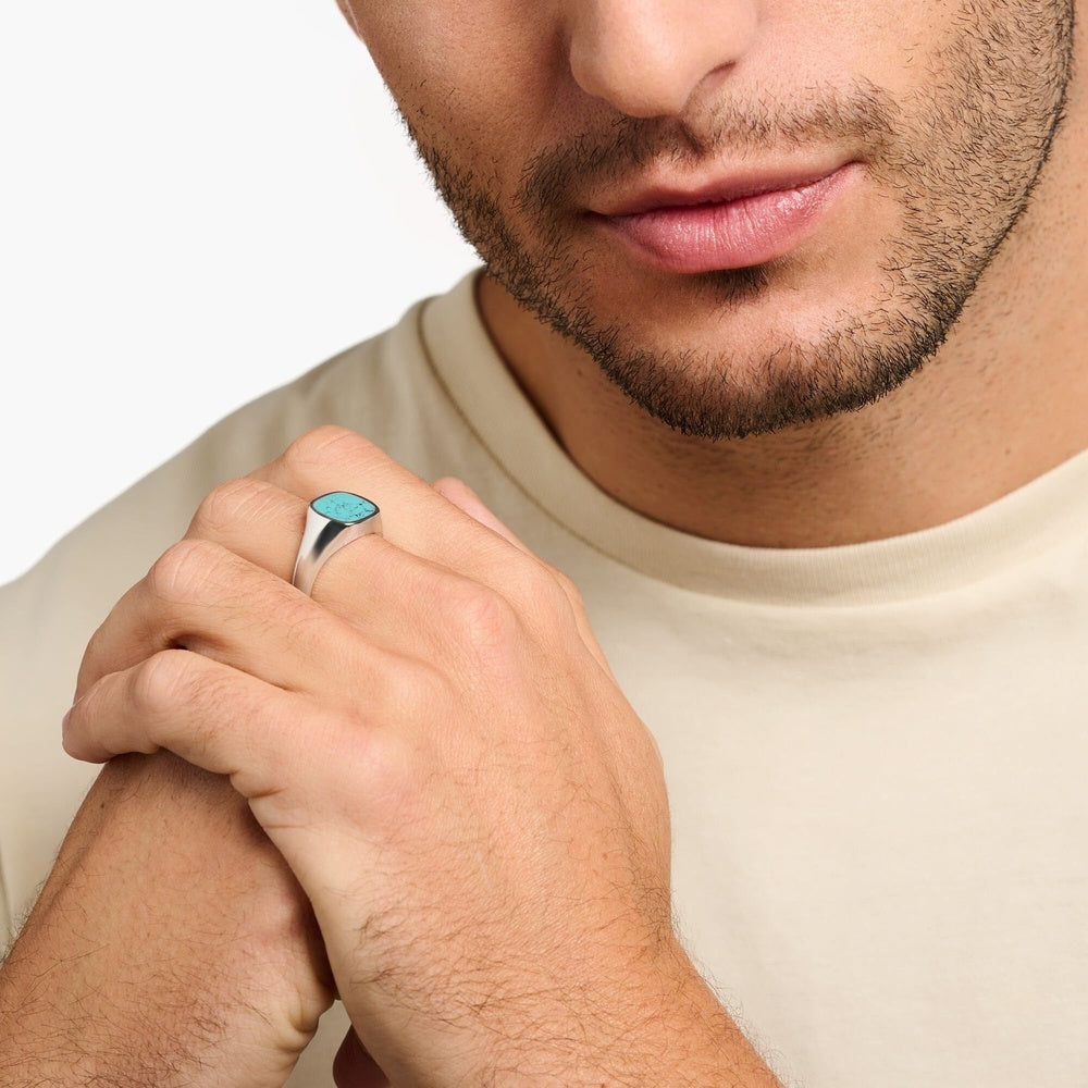Sterling Silver Turquoise Signet Ring