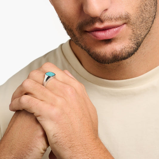 Sterling Silver Turquoise Signet Ring