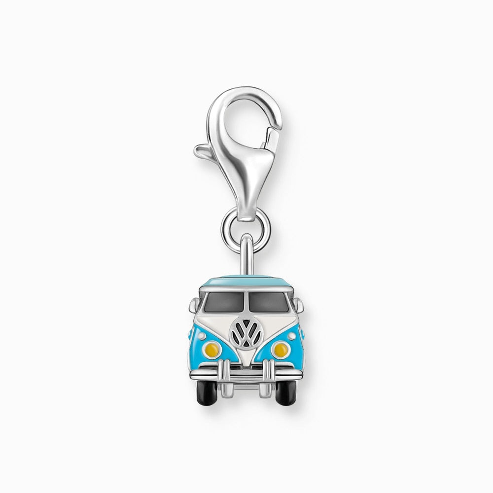 Sterling Silver Volkswagen Blue Hippie Bus Charm