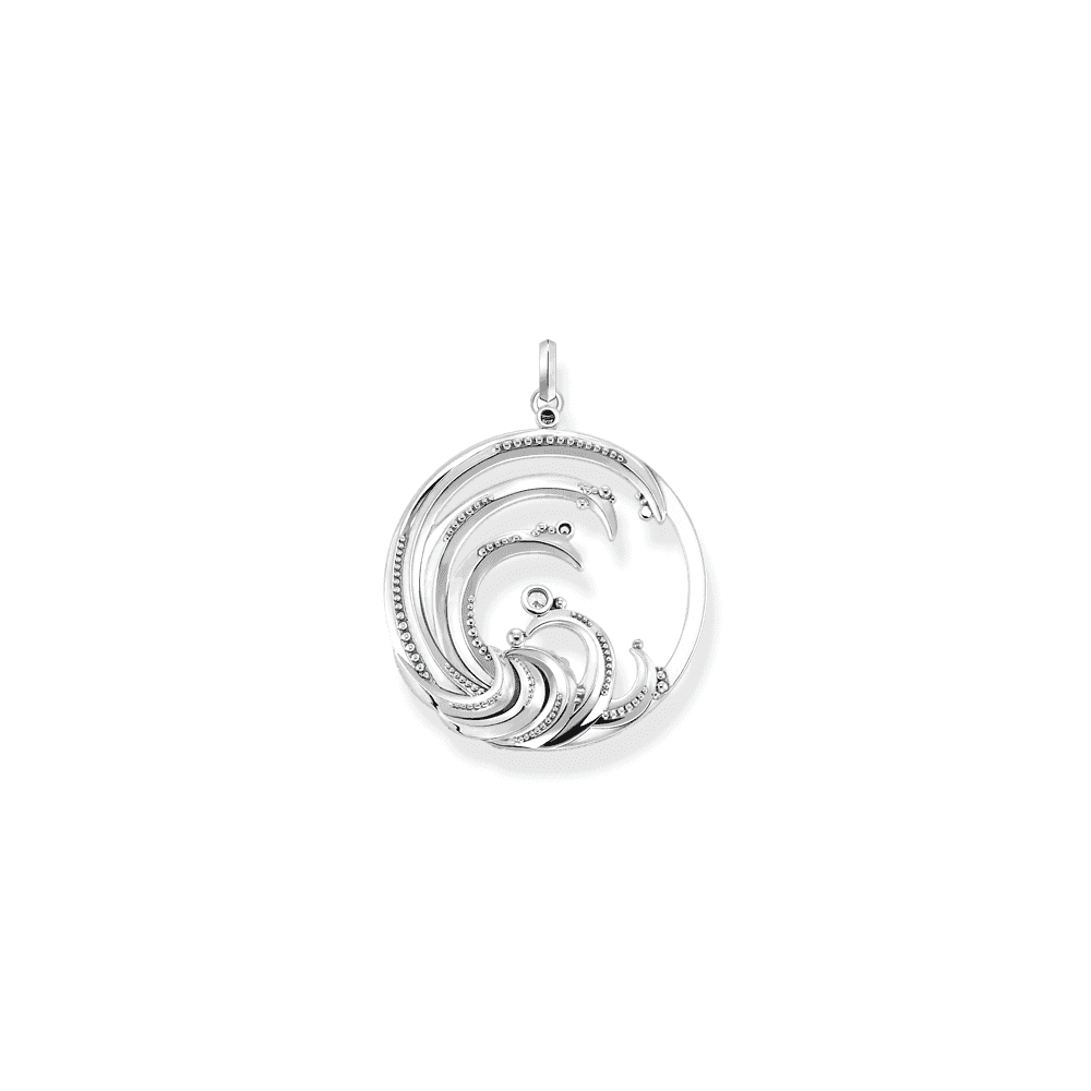 Sterling Silver Wave Pendant with Blue Stones