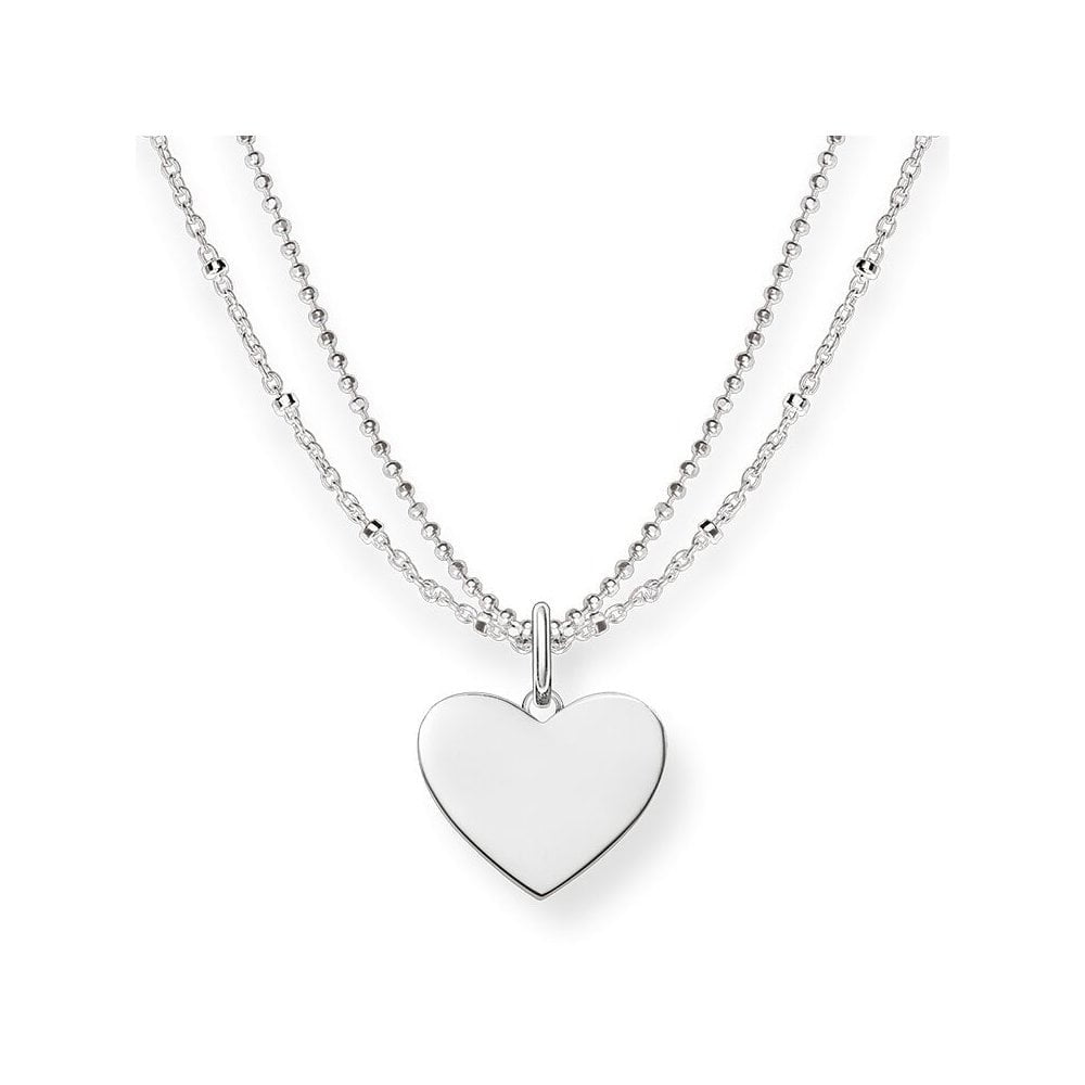 Sterling Silver engravable Heart double chain necklace