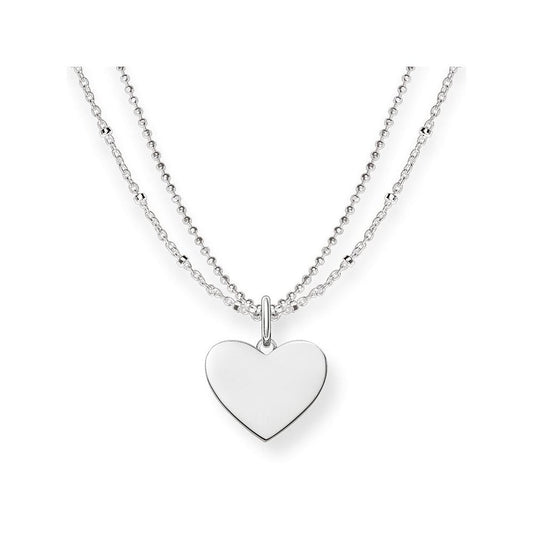 Sterling Silver engravable Heart double chain necklace