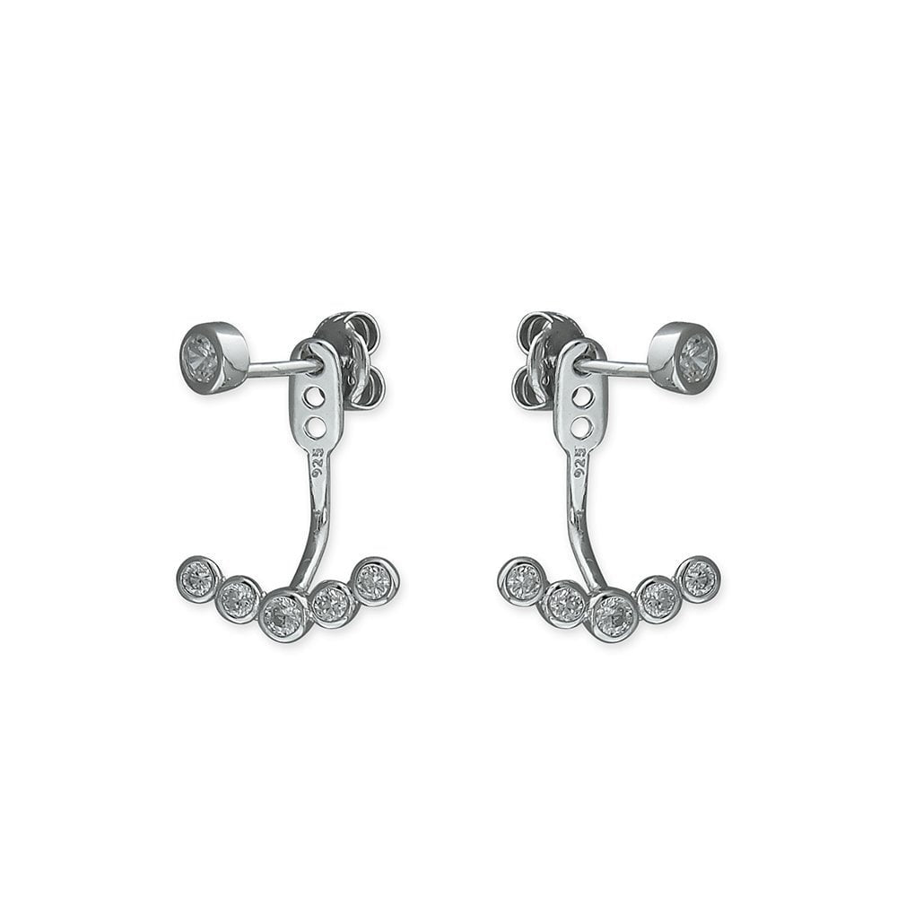 Sterling silver Small multi-cubic zirconia jacket stud Earrings