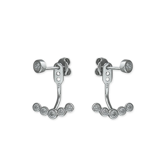 Sterling silver Small multi-cubic zirconia jacket stud Earrings