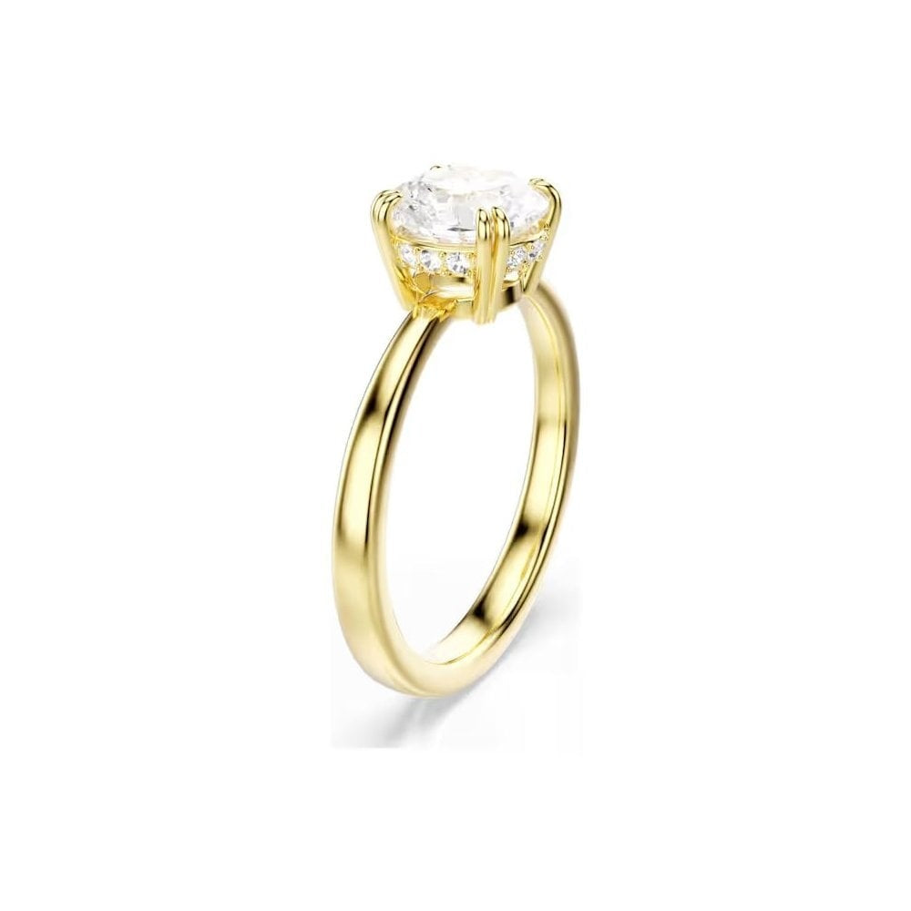 Stilla Attract cocktail ring Round cut, White, Gold-tone plated