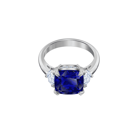 Stilla Attract ring, Octagon cut, Blue, Rhodium plated