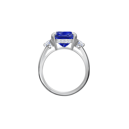 Stilla Attract ring, Octagon cut, Blue, Rhodium plated