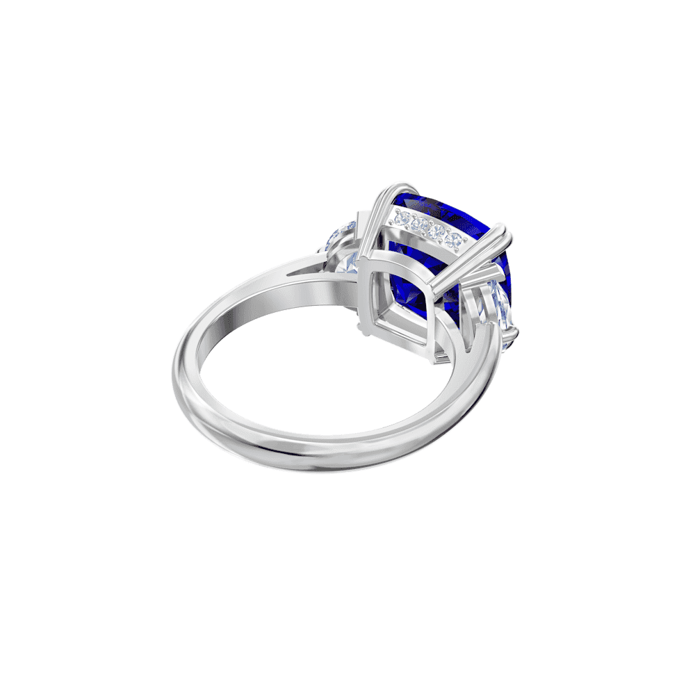 Stilla Attract ring, Octagon cut, Blue, Rhodium plated