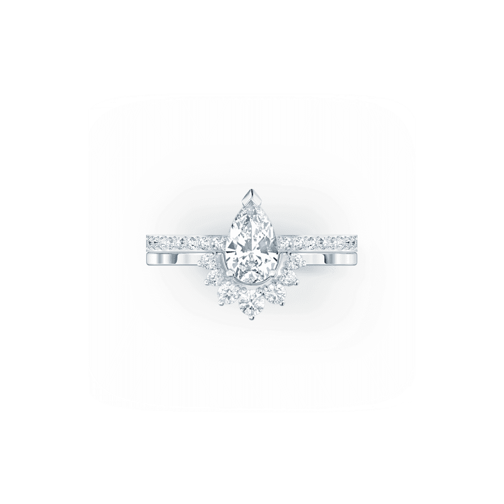 Stilla Attract ring, Set (2), Pear cut, White, Rhodium plated