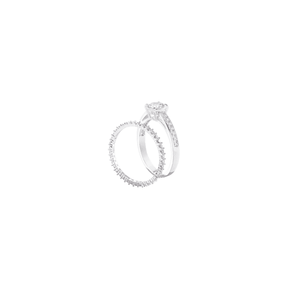 Stilla Attract ring, Set (2), Round cut, Pavé, White, Rhodium plated