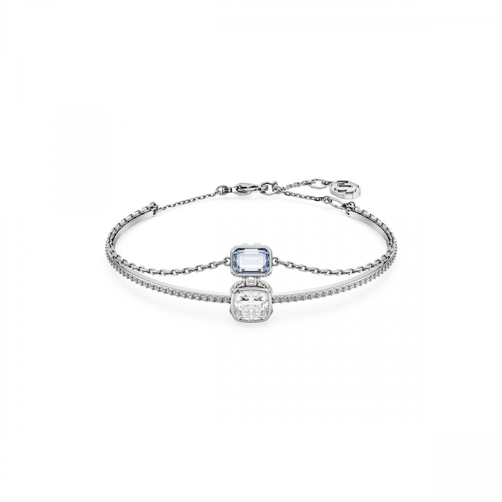 Stilla bangle Mixed cuts, Blue, Rhodium plated