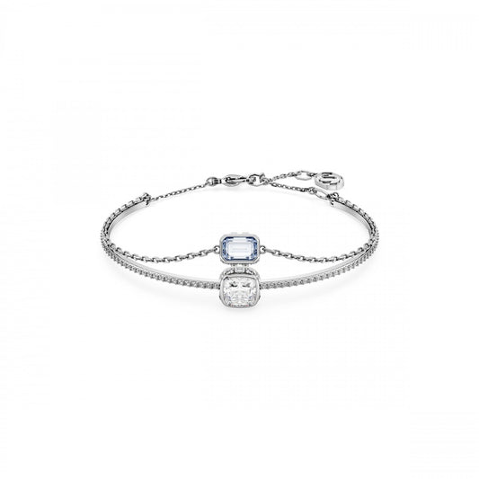 Stilla bangle Mixed cuts, Blue, Rhodium plated