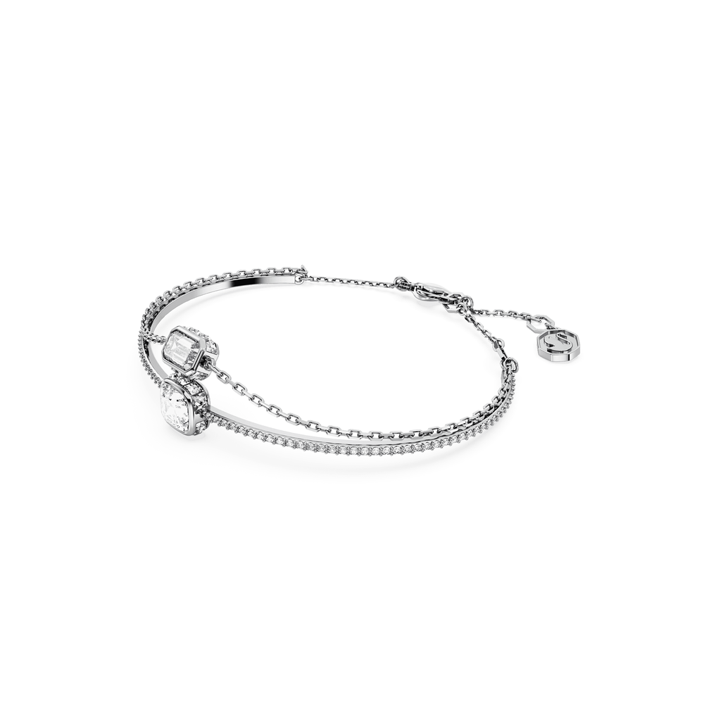 Stilla bangle Mixed cuts, Blue, Rhodium plated