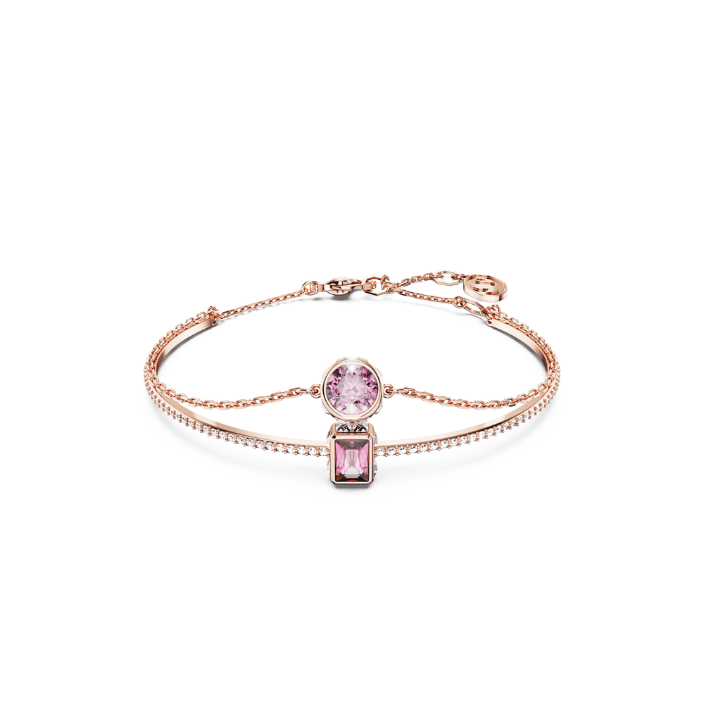 Stilla bangle Mixed cuts, Pink, Rose gold-tone plated