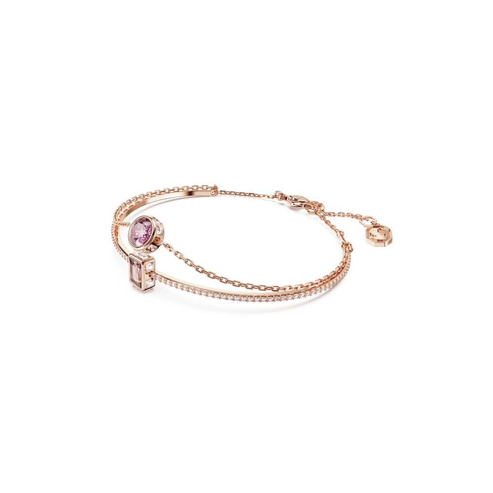 Stilla bangle Mixed cuts, Pink, Rose gold-tone plated