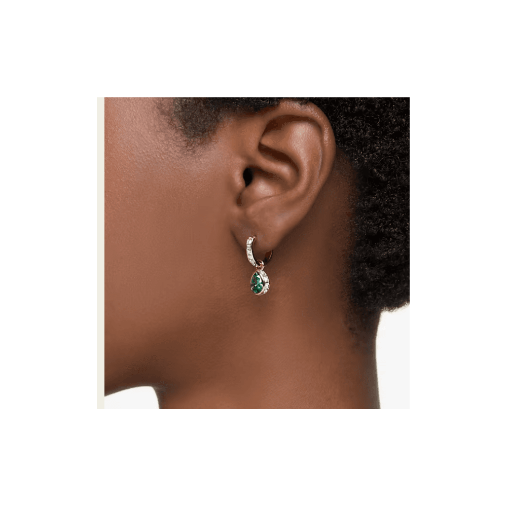 Stilla drop earrings Pear cut, Green, Gold-tone plated