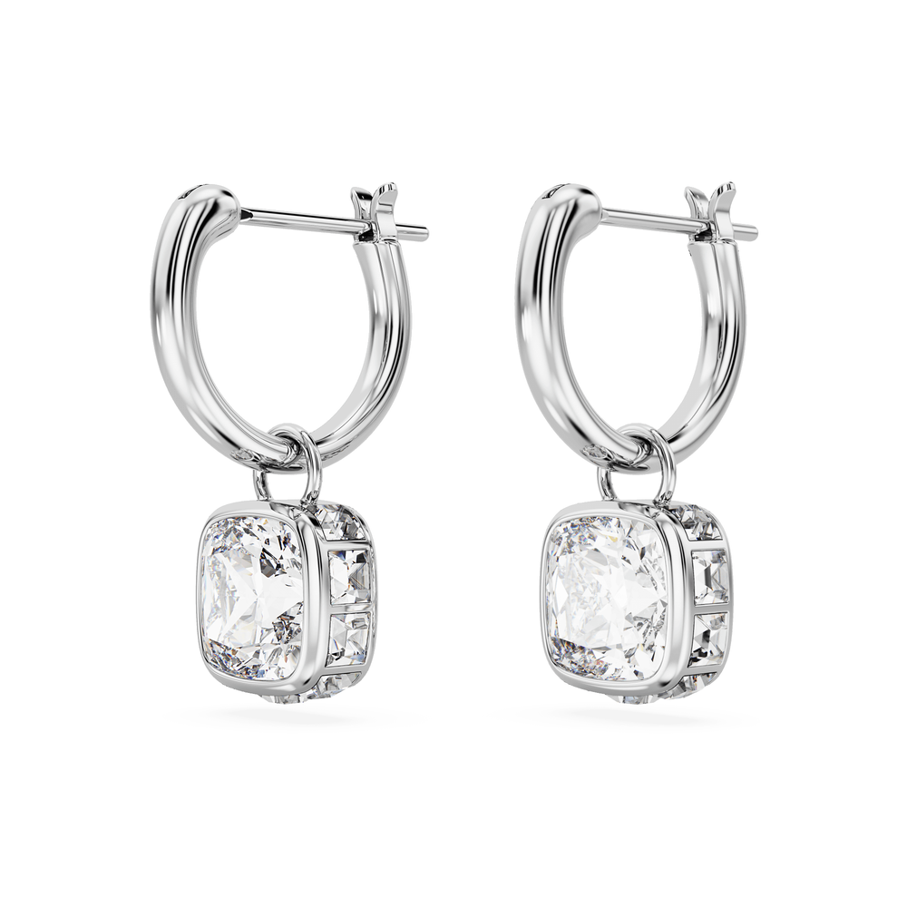 Stilla drop earrings Square cut, White, Rhodium plated