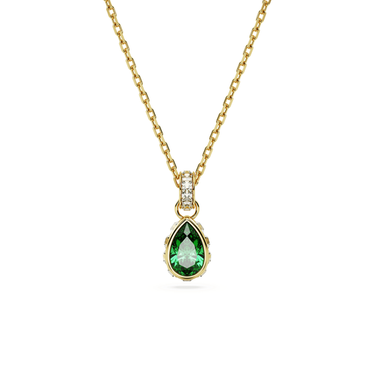 Stilla pendant Pear cut, Green, Gold-tone plated