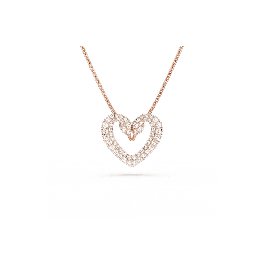 Sublima pendant, Heart, Medium, White, Rose gold-tone plated