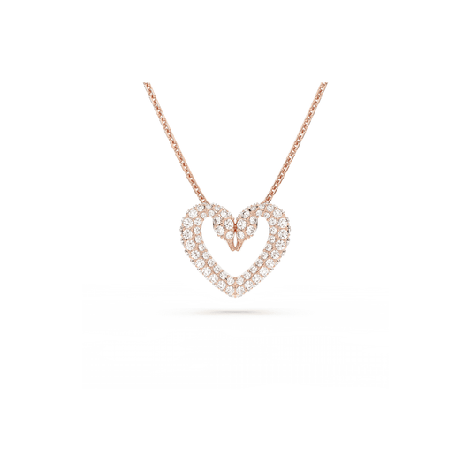 Sublima pendant, Heart, Medium, White, Rose gold-tone plated