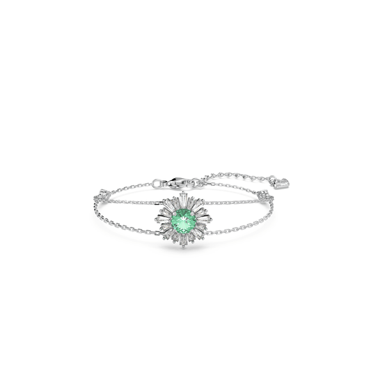 Sunshine bracelet, Mixed cuts, Sun, Green, Rhodium plated