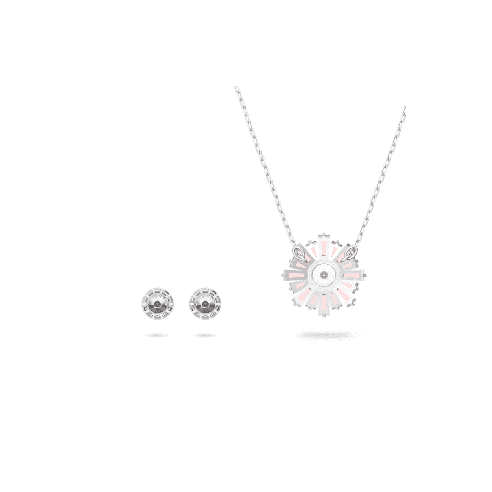 Sunshine set, Mixed cuts, Sun, Pink, Rhodium plated