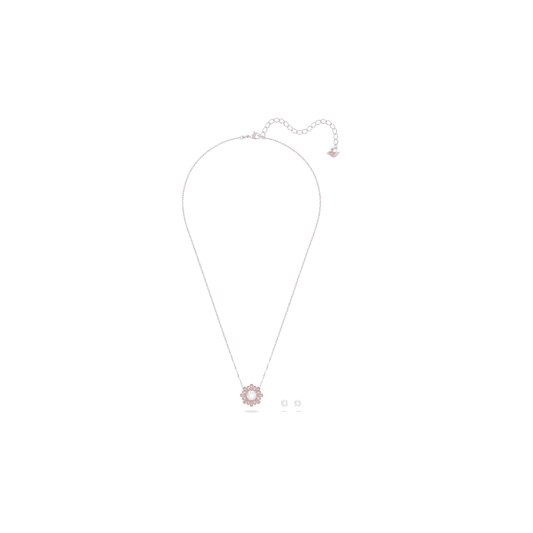 Sunshine set, Mixed cuts, Sun, Pink, Rhodium plated