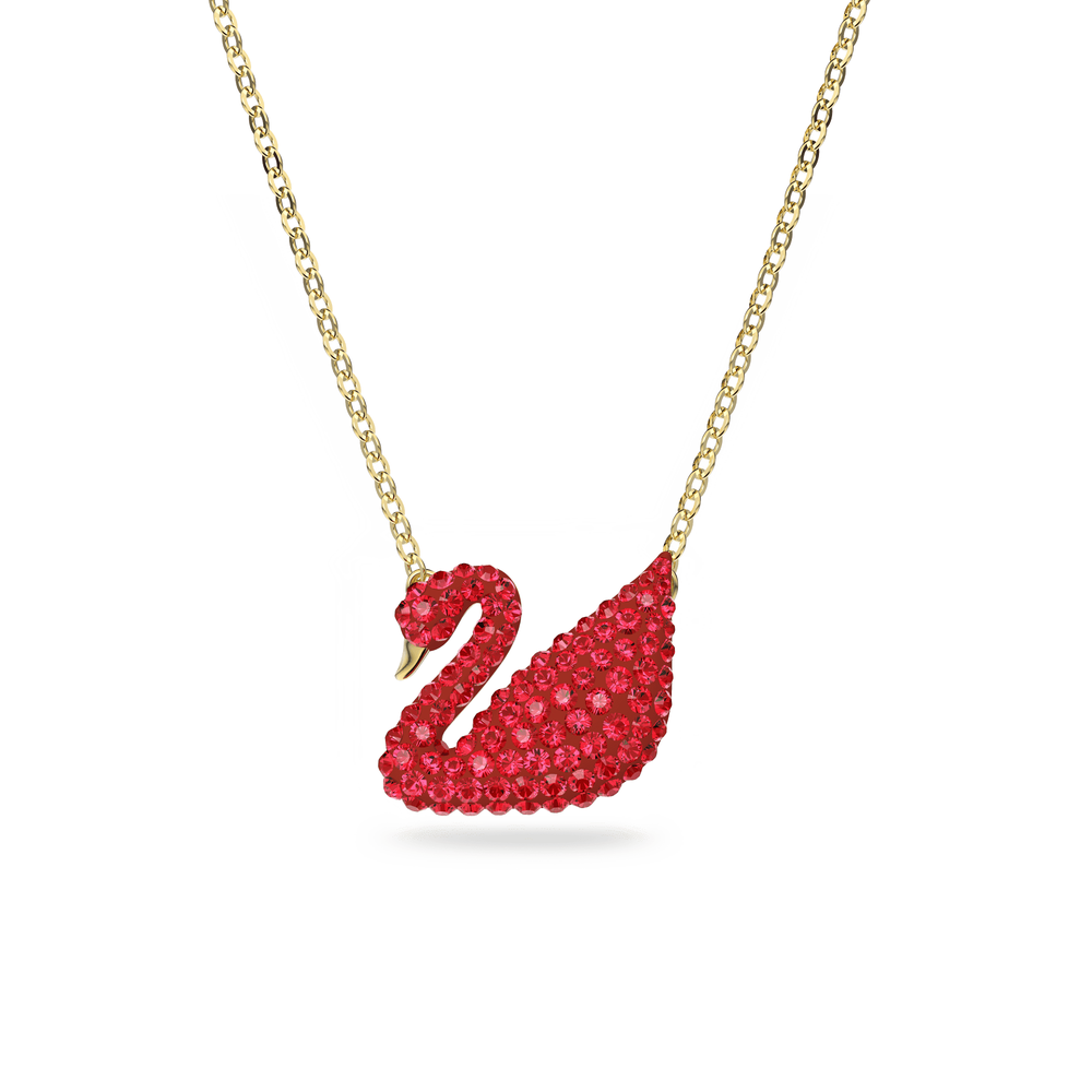 Swarovski Iconic Swan pendant, Swan, Red, Gold-tone plated