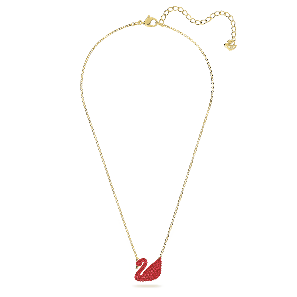 Swarovski Iconic Swan pendant, Swan, Red, Gold-tone plated