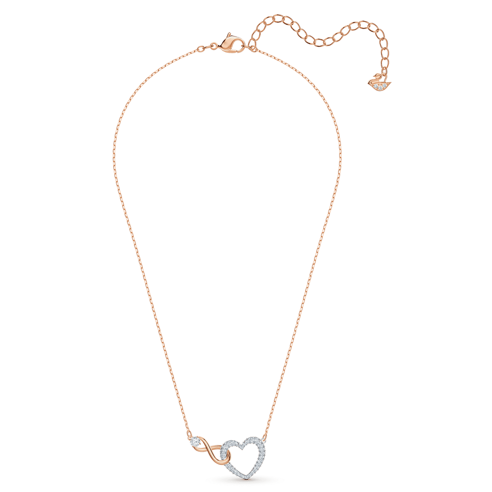 Swarovski Infinity set, Infinity and heart, White, Mixed metal finish