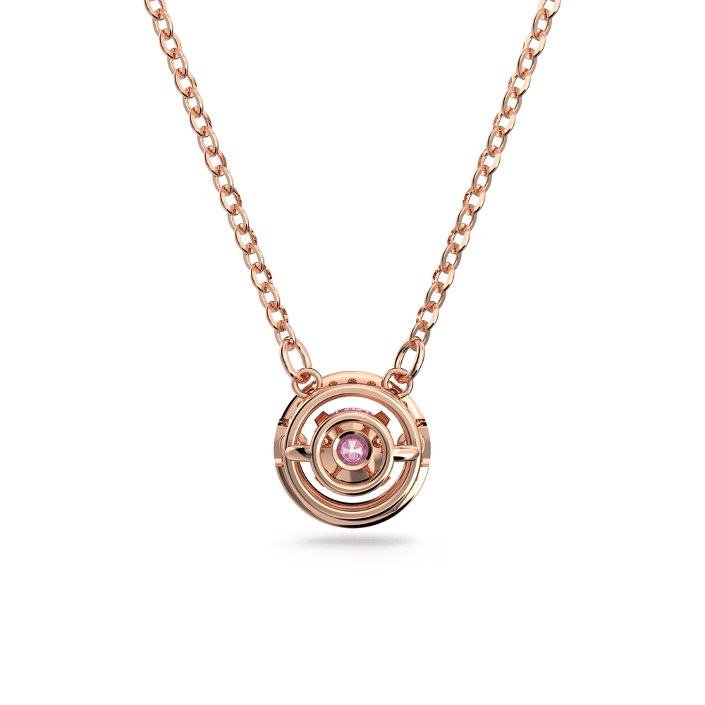 Swarovski Sparkling Dance pendant, Round cut, Long, Purple, Rose gold-tone plated