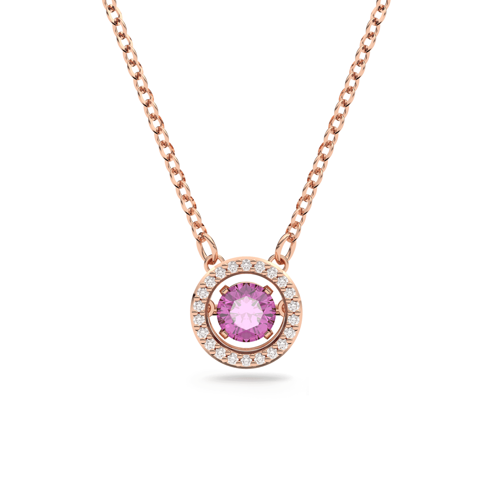 Swarovski Sparkling Dance pendant, Round cut, Long, Purple, Rose gold-tone plated