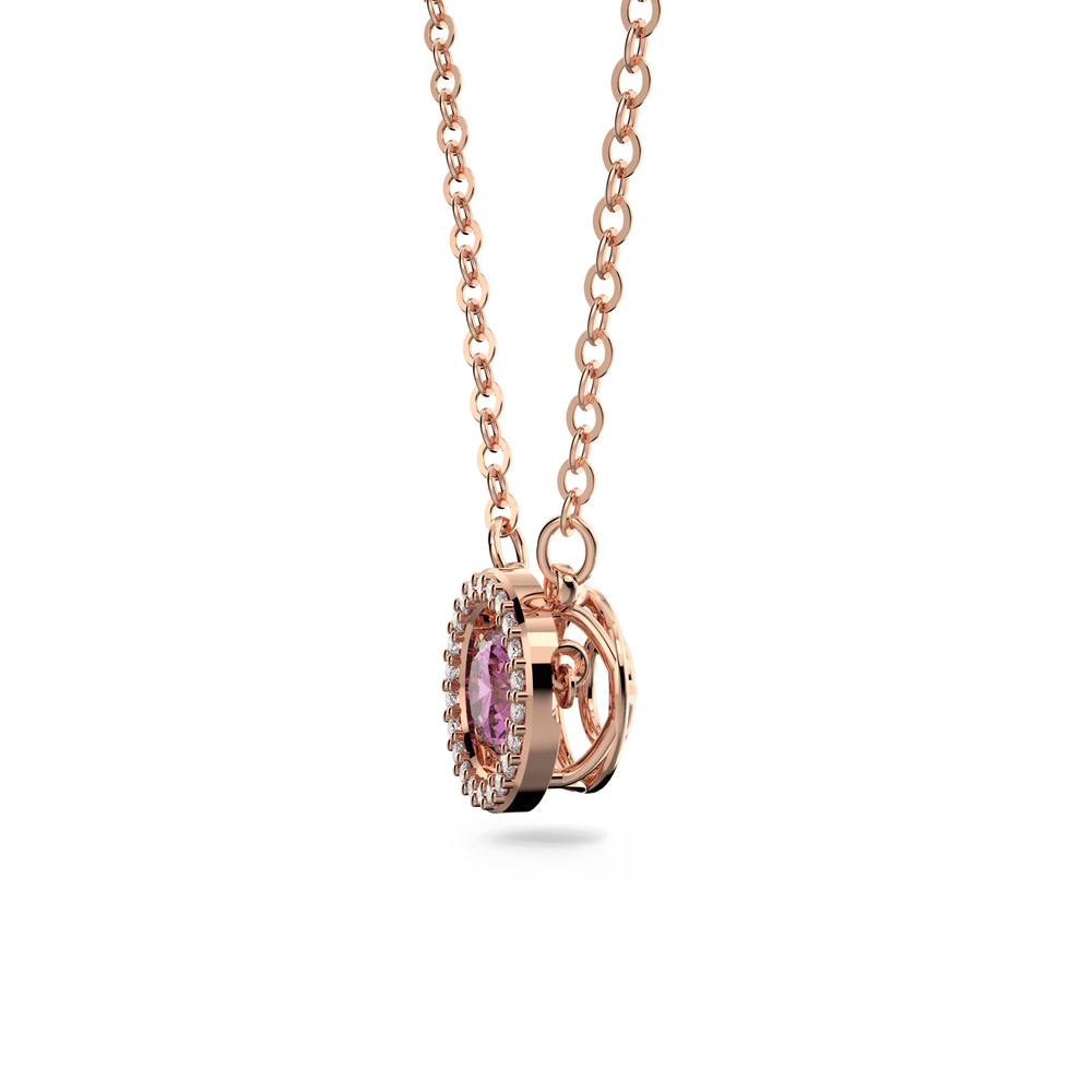 Swarovski Sparkling Dance pendant, Round cut, Long, Purple, Rose gold-tone plated