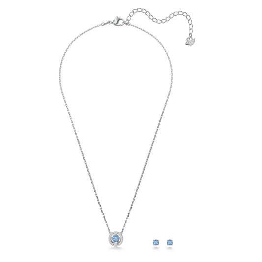 Swarovski Sparkling Dance set, Round cut, Blue, Rhodium plated