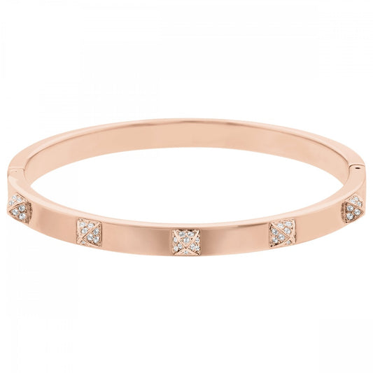 TACTIC BANGLE, WHITE SWAROVSKI CRYSTALS, ROSE-GOLD TONE PLATED,