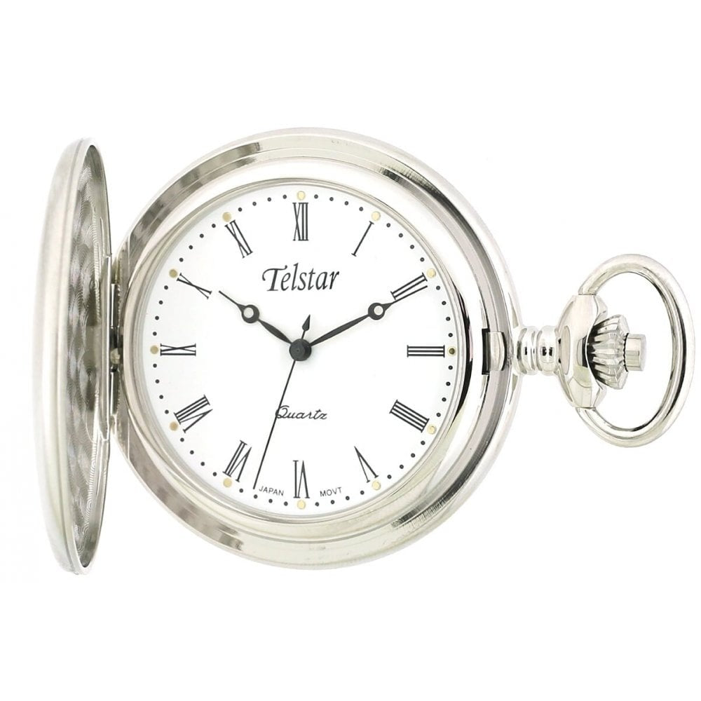 TELSTAR STAINLESS STEEL POCKET WATCH WITH ROMAN NUMERALS