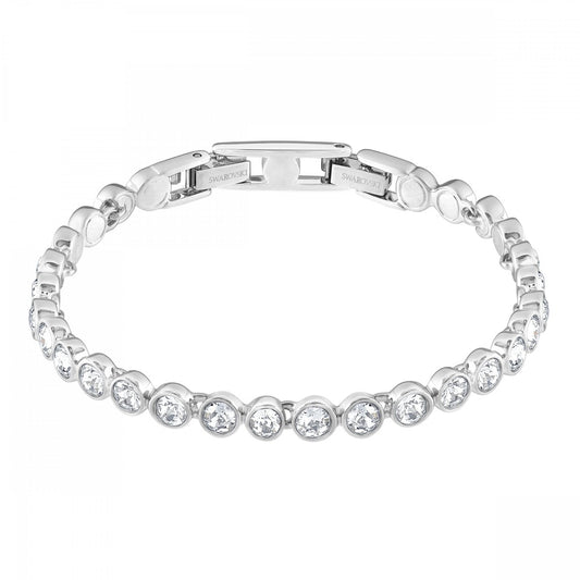 TENNIS BRACELET, WHITE SWAROVSKI CRYSTALS, RHODIUM PLATED
