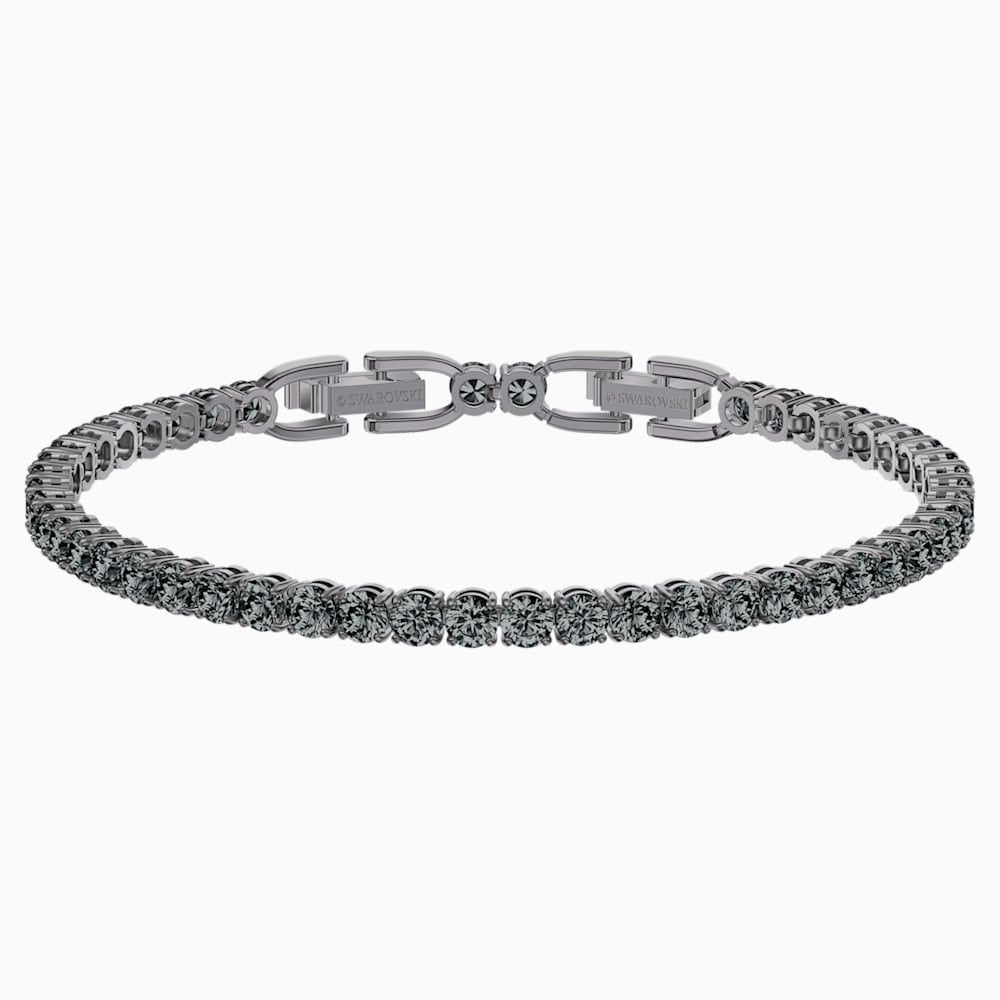 TENNIS DELUXE BRACELET, GRAY SWAROVSKI CRYSTALS, RUTHENIUM PLATED