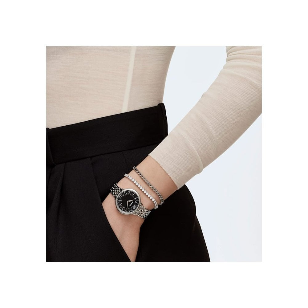 TENNIS DELUXE BRACELET, GRAY SWAROVSKI CRYSTALS, RUTHENIUM PLATED