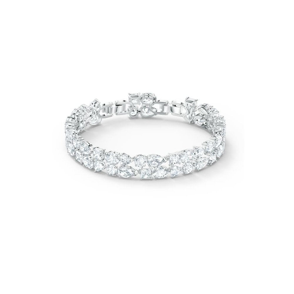 TENNIS DELUXE MIXED BRACELET CLEAR CRYSTALS RHODIUM FINISHED