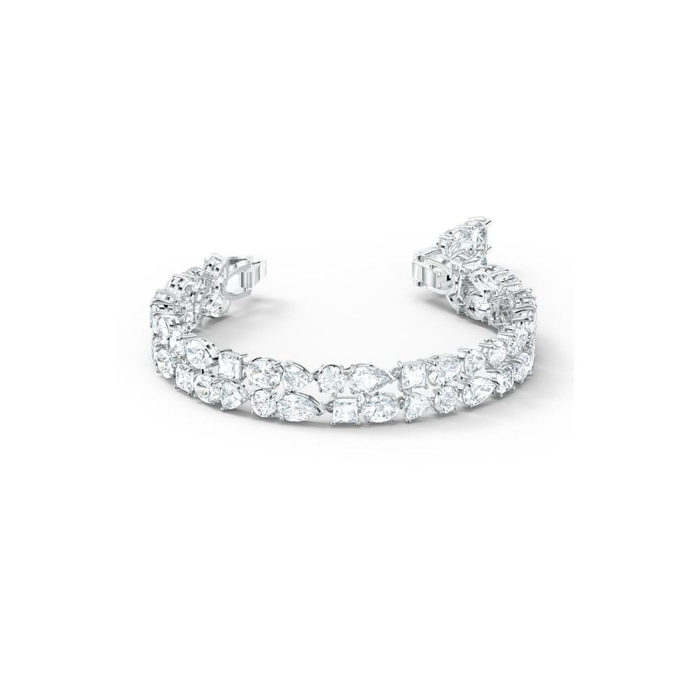 TENNIS DELUXE MIXED BRACELET CLEAR CRYSTALS RHODIUM FINISHED