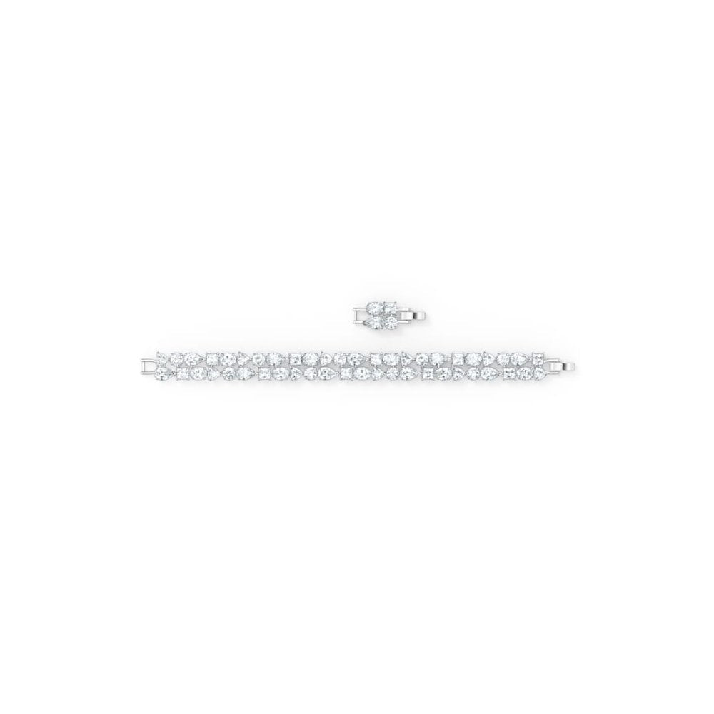 TENNIS DELUXE MIXED BRACELET CLEAR CRYSTALS RHODIUM FINISHED