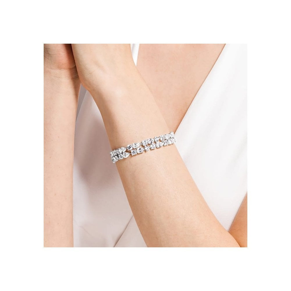 TENNIS DELUXE MIXED BRACELET CLEAR CRYSTALS RHODIUM FINISHED
