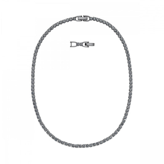 TENNIS DELUXE NECKLACE, BLACK SWAROVSKI CRYSTALS, RUTHENIUM PLATED