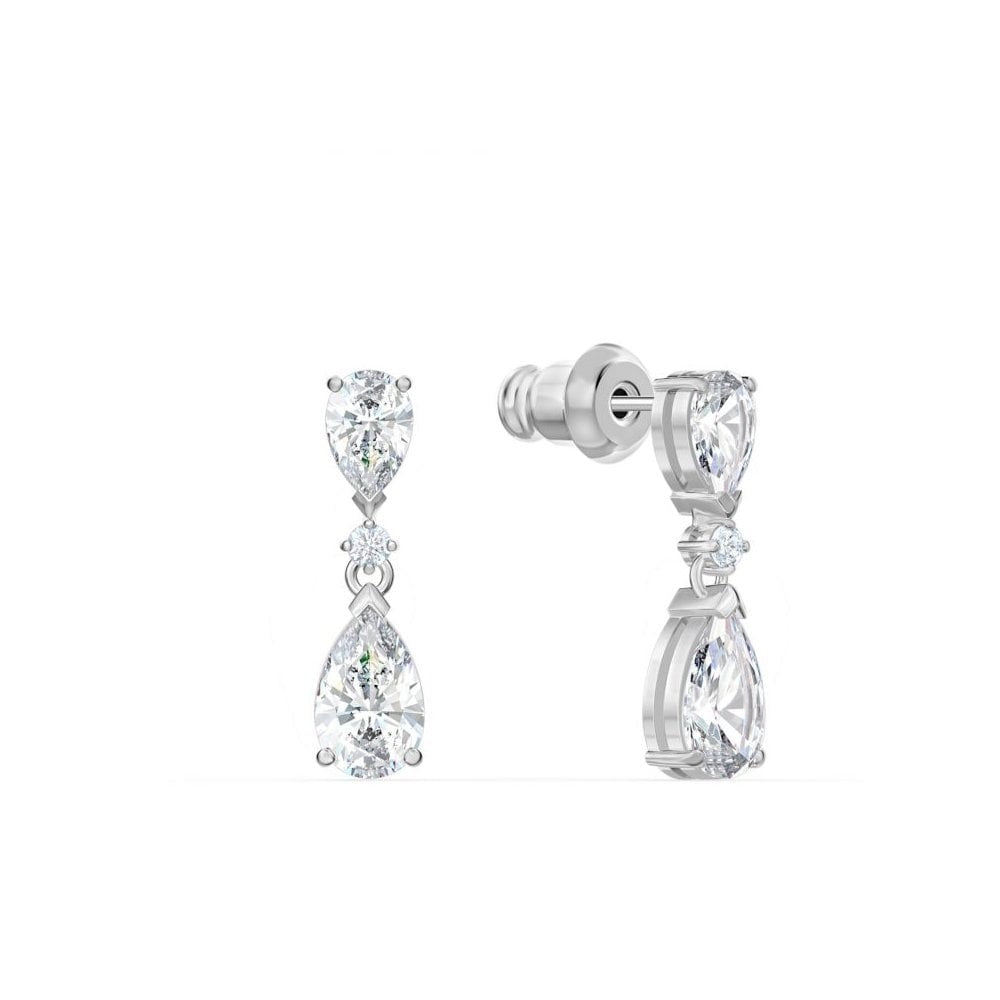 TENNIS DELUXE RHODIUM FINISHED CRYSTALS NECKLACE & EARRING SET